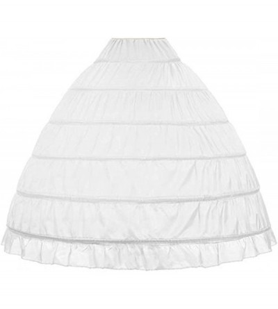 Slips Full A-line 6 Hoop Floor-Length Bridal Dress Gown Slip Petticoat Women Long Crinoline Petticoat Ball Gown - White - CG1...