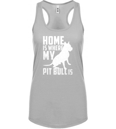 Camisoles & Tanks Home is Where My Pit Bull is Womens Racerback Tank Top - Heather Grey - CA17YY6L39N $29.66