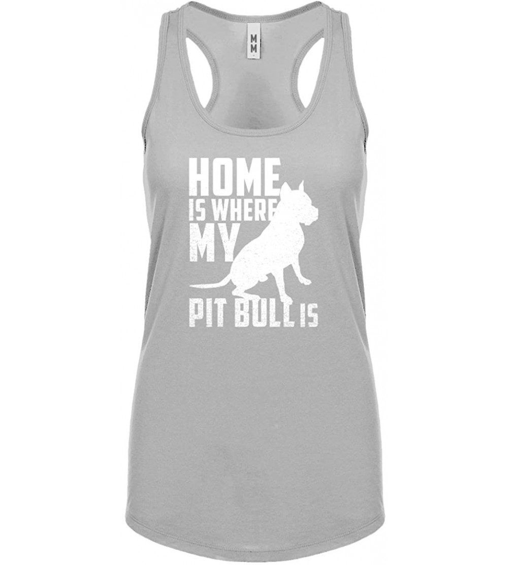 Camisoles & Tanks Home is Where My Pit Bull is Womens Racerback Tank Top - Heather Grey - CA17YY6L39N $13.14