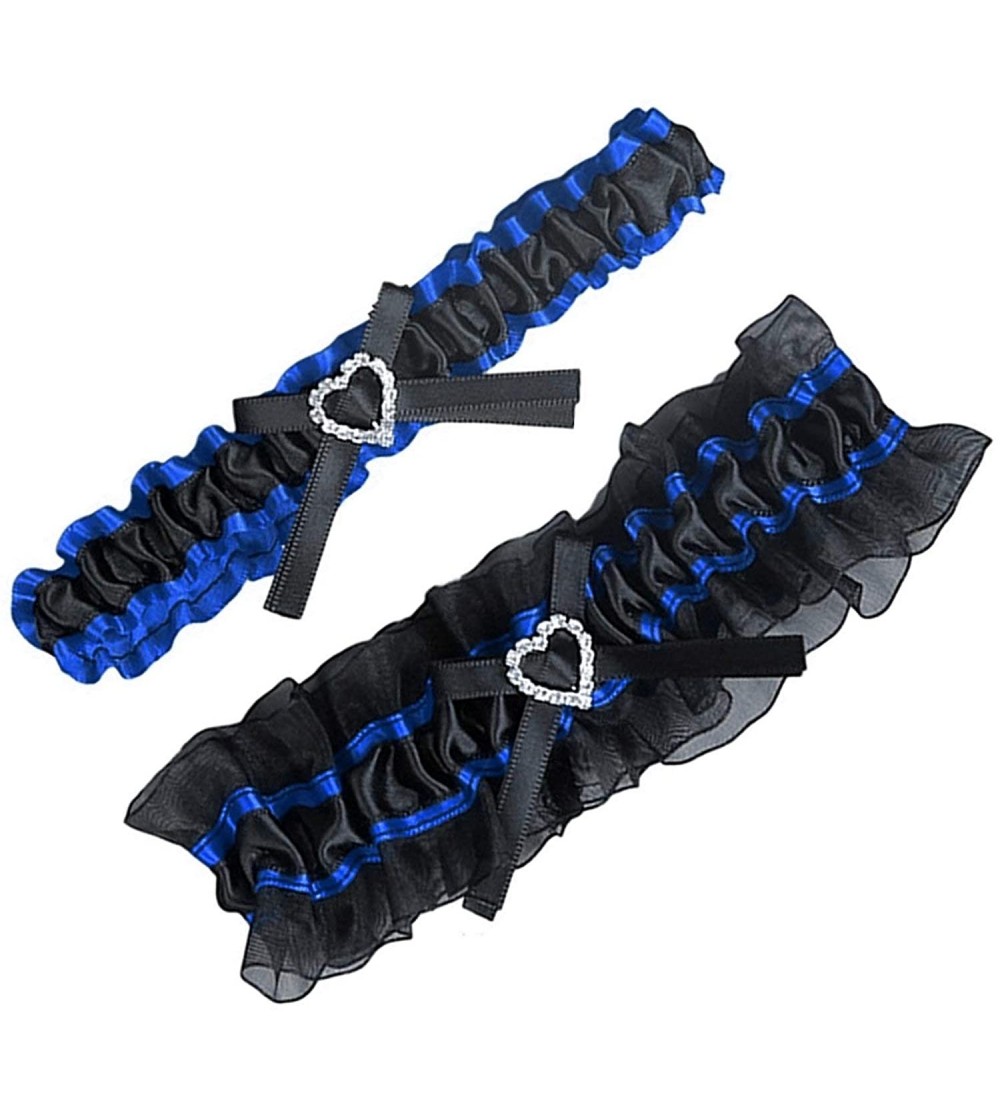 Garters & Garter Belts Wedding Garters Bridal Garters for Bride Set Belt Pearls Royal Blue Ribbon - Blue Black - CX18ALCW268 ...