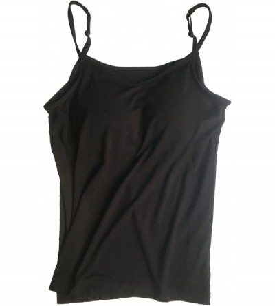 Camisoles & Tanks Womens Cami Tank Tops with Built in Padded Bra Workout Basic Ribbed - Black-1 - CJ18947MZDL $15.06