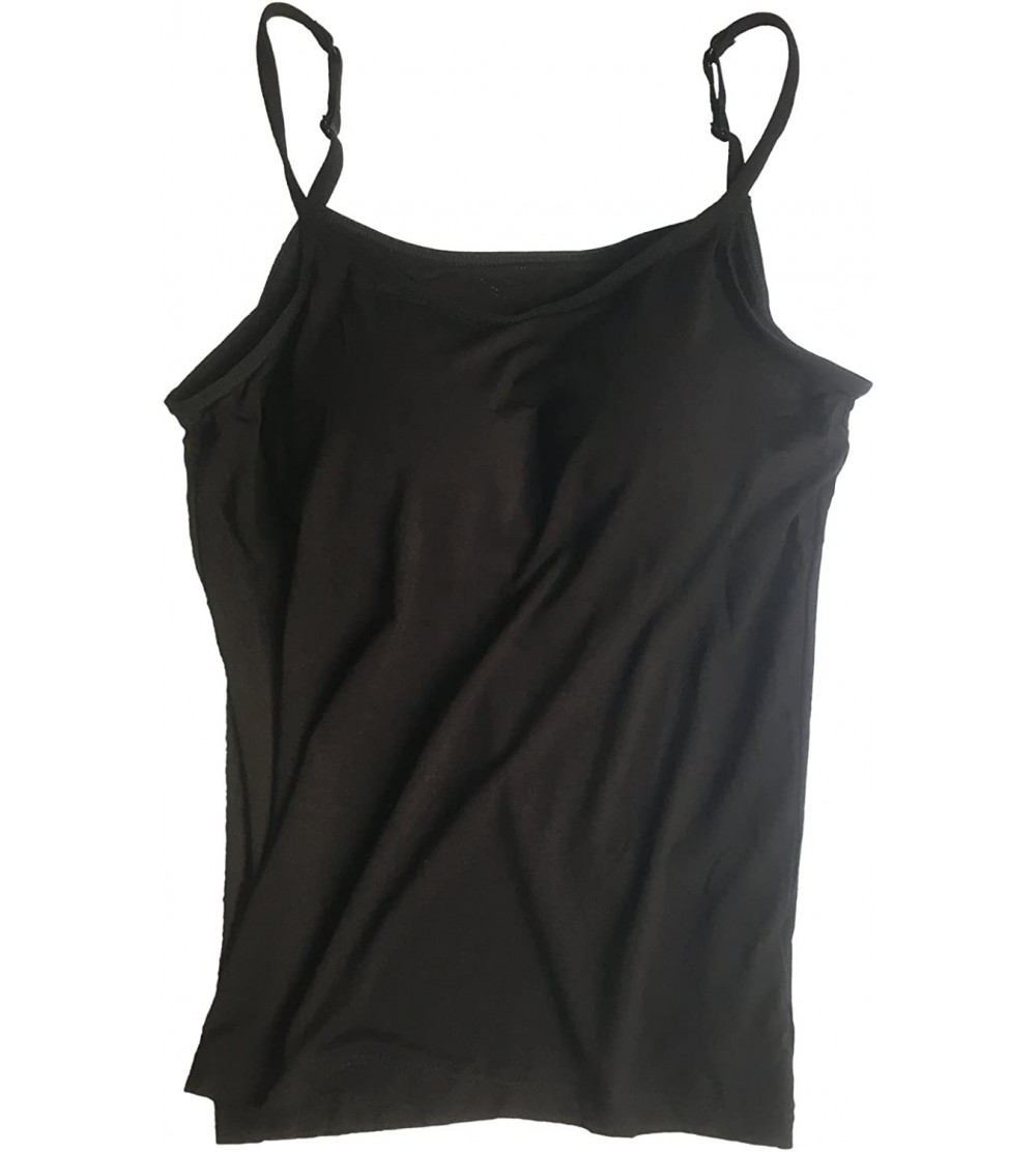 Camisoles & Tanks Womens Cami Tank Tops with Built in Padded Bra Workout Basic Ribbed - Black-1 - CJ18947MZDL $15.06