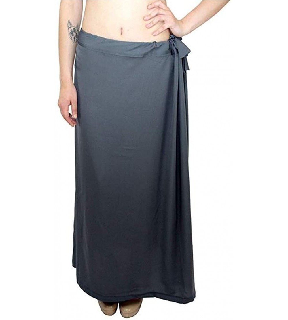 Slips Saree Petticoat Underskirt Cotton Bollywood Indian Lining for Sari Gift for Women Apple Green - Gray - C718YMNUEWC $18.44