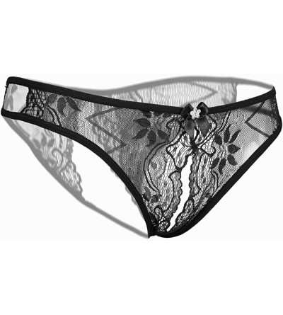 Panties Women Sexy Panties Cheeky Floral Lace Briefs - Black - CQ18WHR8325 $8.88
