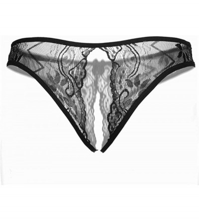 Panties Women Sexy Panties Cheeky Floral Lace Briefs - Black - CQ18WHR8325 $8.88