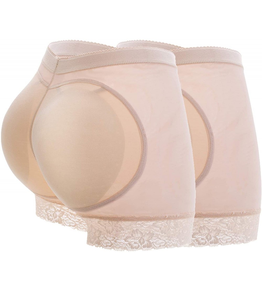 Shapewear Women Butt Lifter Padded Panties Lace Hip Enhancer Underwear Seamless Booty Shorts - Beige(2 Pack) - CT18SSWG4ID $2...