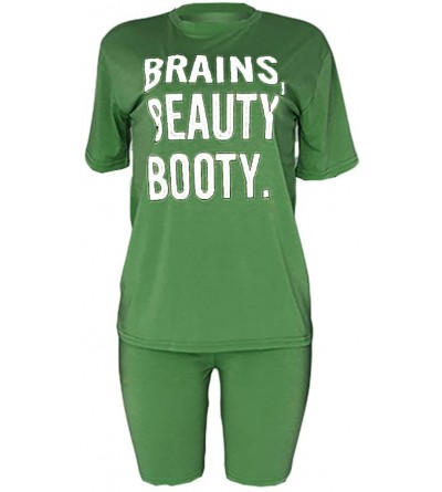 Accessories Fashion Casual Womens Alphabet Printing Yoga Vest Sports Set Elastic Tops+Pants - Green - C61998Z9CA5 $29.17