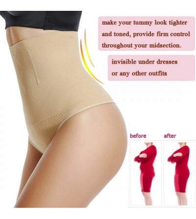 Shapewear Thong Shapewear for Women High Waist Tummy Control Panty Shaping Underwear Seamless Body Shaper Girdle - Beige - CK...