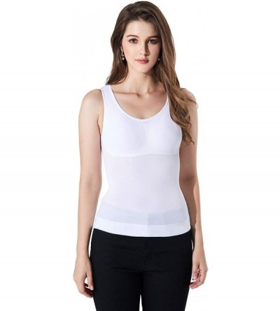 Shapewear Women Tank Top Cami Shaper Slimming Compression Vest with Removable Pads - Z3-white(3pcs) - C818NKWWIRM $24.94