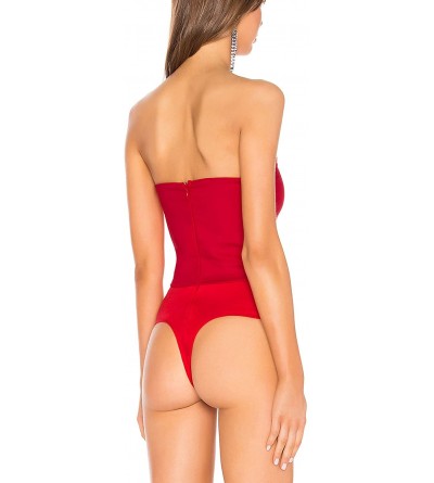 Shapewear Women's Strapless Plunge Neck Bodysuit - Red 3 - CS18QLTZOUE $21.64