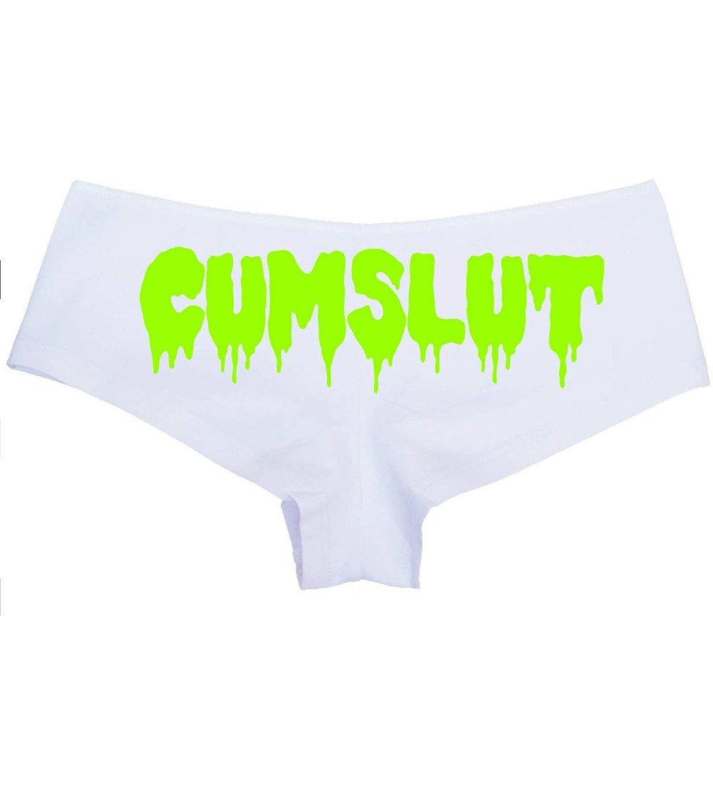 Panties Daddy's CUMSLUT White Boy Short Panties - Flirty Cum Slut Boyshort Underwear - BDSM ccgl dlg DDLG - Lime Green - CB18...