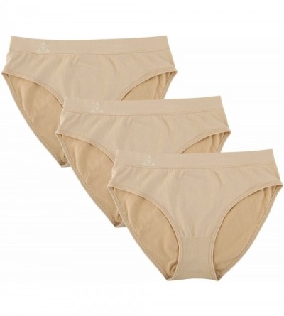 Panties Women's 3 Pack Classic Seamless Hipster Brief Bikini Panties - Nude - CV1855RC8CW $13.72
