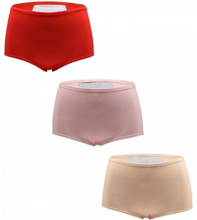 Panties Women's Menstrual Period Briefs High Waist Leakproof Panties Plus Size - Red- Pink- Beige - C318SARLKXH $18.35