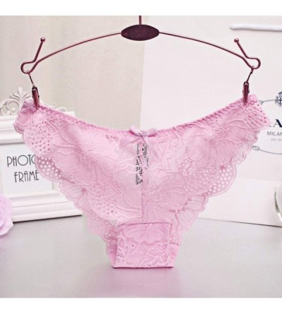 Panties Fashion Lace Sexy Underpant Delicate Women Translucent Underwear Sheer Bikini Panties - Pink - CB195AR9HQW $11.81