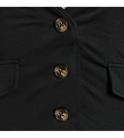 Slips Women Plus Size Coat Blouse Button Two-Piece Set Pocket Layered Tank Long Sleeve Shirt Tunic Tops for Women - Black B -...