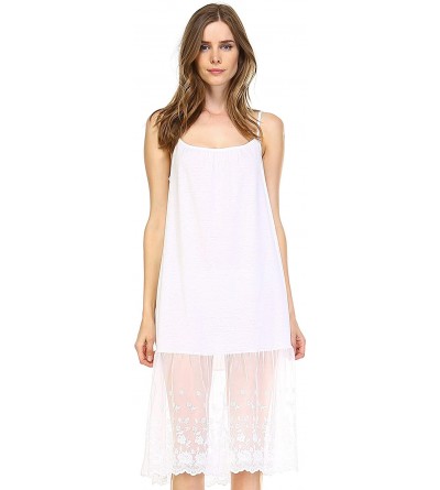 Slips Women's Knit Camisole Full Slip Dresses - Long Lace-ivory - CK18NW359RC $22.92