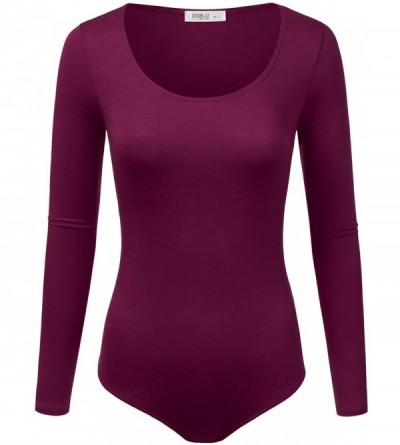 Shapewear Womens Stretchy V-Neck Soft Knit Bodysuit with Plus Size - Awsbsl012_violet - C918K3Y25ZI $30.07