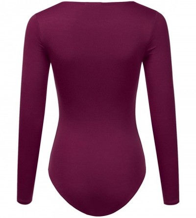 Shapewear Womens Stretchy V-Neck Soft Knit Bodysuit with Plus Size - Awsbsl012_violet - C918K3Y25ZI $17.29