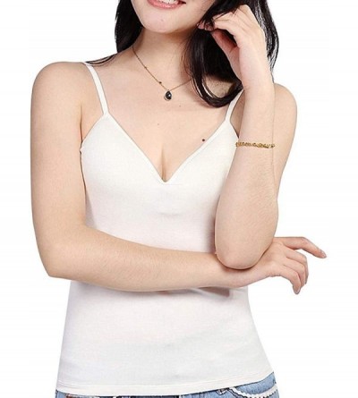 Camisoles & Tanks 2020 Women Solid Color Padded Bra Sexy V Neck Backless Vest Camisole Tank Top - Apricot - CS197ATDDHR $21.08