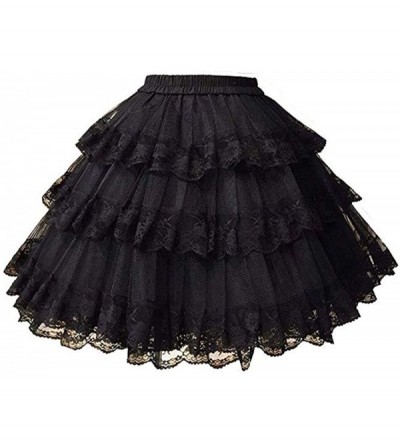 Slips Lace Petticoat-Womens Vintage 1950s Lace Lolita Petticoat Three Layers Hard Tulle Crinoline Tutu Underskirt 45cm Length...