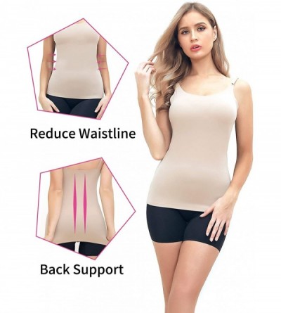 Shapewear Seamless Shaperwear Compression Camisoles for Women Tummy Control Tank Top with Built in Shelf Padded Bra - Beige- ...