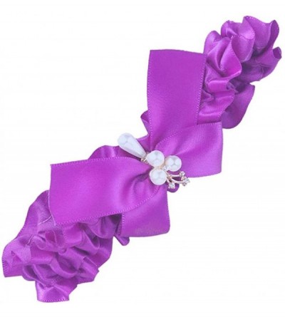Garters & Garter Belts Wedding Bridal Garter with Bow Elegant Garter for Bride (Red) - Purple - C0195Y2ET6Q $20.37