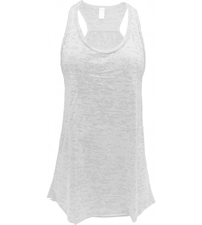 Camisoles & Tanks Flowy Racerback Tank Top- Burnout Colors- Regular and Plus Sizes - White - CI123F970OD $12.80
