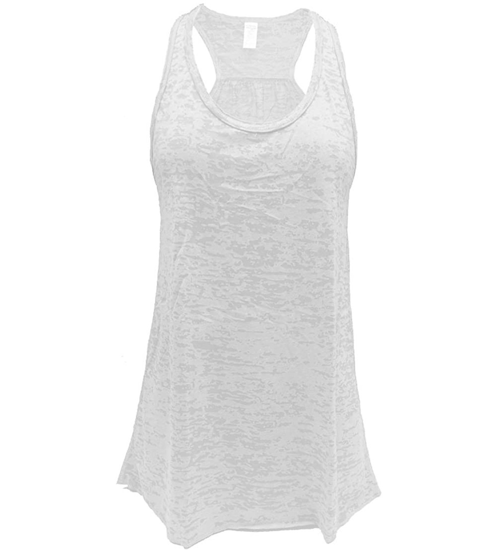 Camisoles & Tanks Flowy Racerback Tank Top- Burnout Colors- Regular and Plus Sizes - White - CI123F970OD $12.80