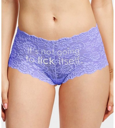 Funny Sayings Panties for Women - Humorous Panty for Bachelorette Party -  Underwear Gifts for Women - Blue Lace Boyshorts (Silver Sparkle - to Lick  Itself) - CR196SO6406