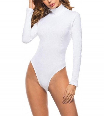 Shapewear Women's Short Sleeve Tops Basic V-Neck Leotard Bodysuit Lingerie - White 5 - CS18N0KCLAN $19.66