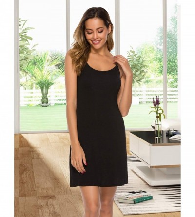Slips Women's Full Slips Dress Adjustable Spaghetti Strap Cami Under Dress - Black - CX18XD2Y090 $16.23