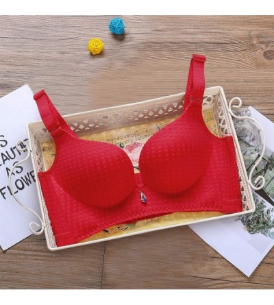 Bras New Comfortable Bra Without Steel Adjusted Four Rows Bra Women Autumn Winter - Red - CF18KC09DT2 $16.79