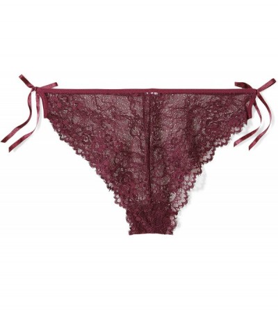 Panties Women's Eyelash Lace Bikini Underwear- 2 Pack - Italian Plum - CH188AL6UOM $11.70