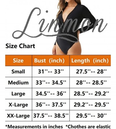 Shapewear Women's Long Sleeve Bodysuit Surplice Ruched Plunge V Neck Stretchy Jumpsuit Leotards - Red - CL18Z0R0E3T $19.36