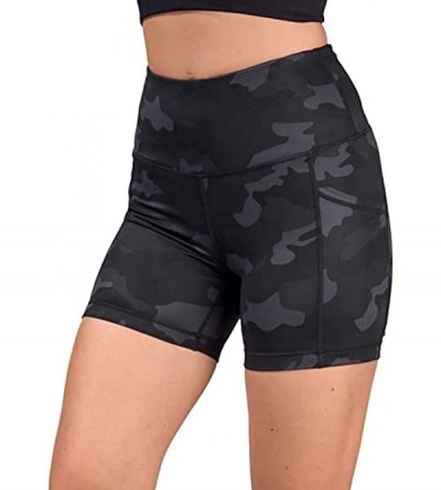 Slips Womens Workout Shorts Scrunch Booty Gym Yoga Pants Camouflage Pockets Leggings - Black - CC190HUMZ70 $14.68