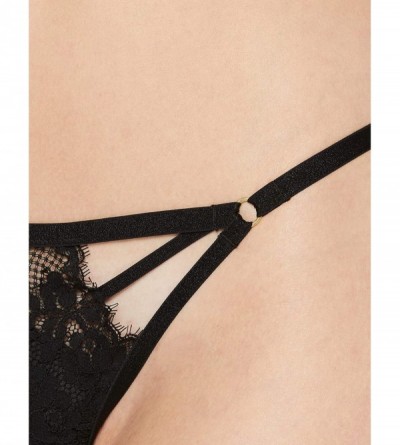 Panties Women's Lace Thong Panty- 2-Pack - Multicolour (Black/Ash Rose) - CD18TCLKS59 $9.78