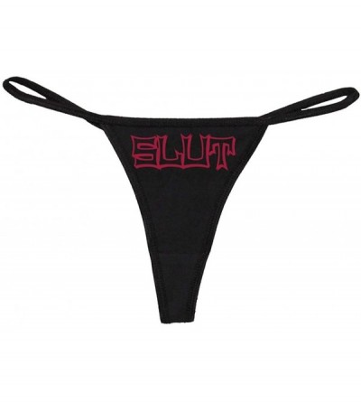 Panties Women's Slut Rude Sexy Hot Bedroom Fun Thong - Black/Wine - CI11UPMMK71 $11.57
