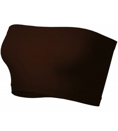 Camisoles & Tanks Seamless Bandeau Tube top - UV Protective Fabric- Rated UPF 50+ (Non-Padded) -Made in USA - Dark Choco - C0...