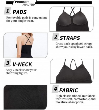 Shapewear Women Control Cami with Spaghetti/Wide/Adjustable Straps Padded Bra Cross Back Tight Shaper Vest - Knitted 1-black ...