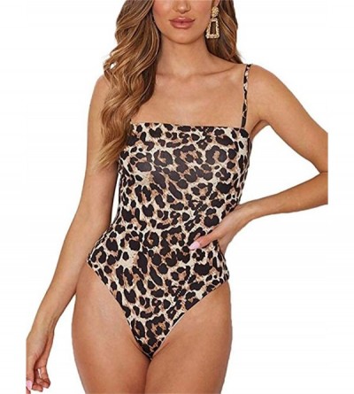 Shapewear Women's Sexy Leopard Bodysuit Spaghetti Strap Snake Skin Cami Bodysuit Top - Leopard 1 - C518XTMHO9O $15.56