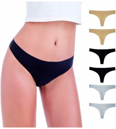 Panties Womens Thong Seamless Underwear Briefs No Show Panties Lines - 2black/2grey/2beige - CP18WES5N6K $16.54