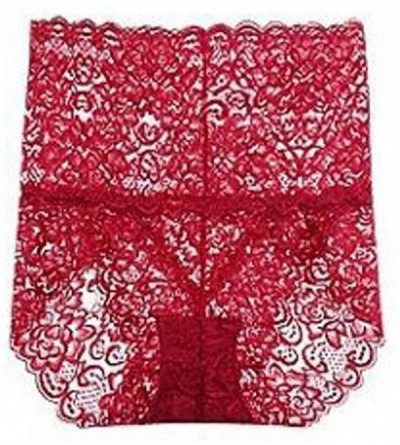 Panties Rosie All Lace Briefs Sexy Briefs High Waist Underwear Pack of 2 - Burgundy - CS190E47X0A $17.58