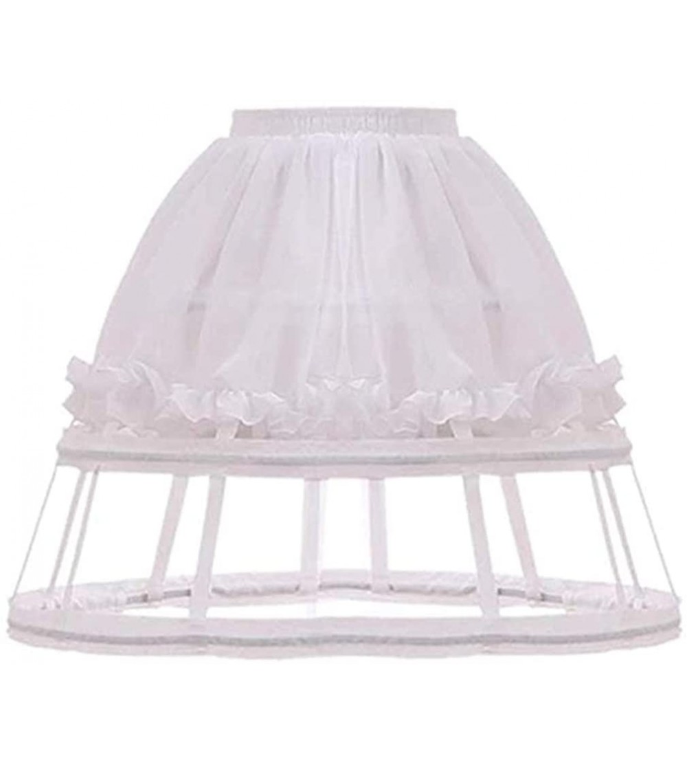 Slips Womens Cage Hoop Skirt Petticoat Underskirt Lolita Dress Pannier Chiffon Bustle Cage Crinoline - 3 Hoop - White - CE18T...