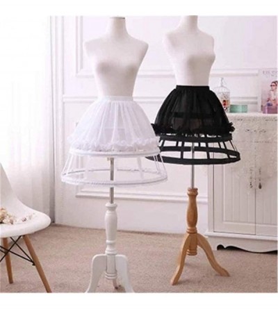 Slips Womens Cage Hoop Skirt Petticoat Underskirt Lolita Dress Pannier Chiffon Bustle Cage Crinoline - 3 Hoop - White - CE18T...
