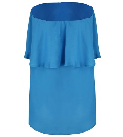 Camisoles & Tanks Women Ruffle Strapless Solid Tube Top - Blue1 - CG18EOA4ENZ $34.09