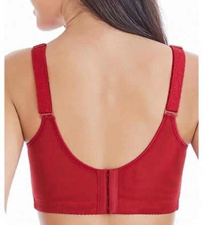 Bras Women's Plus-Size Comfy Wirefree-Bra Full-Coverage Minimizer Bras - Red - C519CLQCW04 $18.44