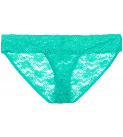 Panties Womens Low Rise Full Back Bikini with All Over Floral Sheer Soft Lace Panty - Hunter Green - C4188555MRD $12.39