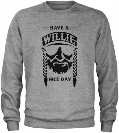 Camisoles & Tanks Have A Willie Nelson Nice Day Crewneck Sweatshirt - Heather Grey - C518RS222G3 $18.64