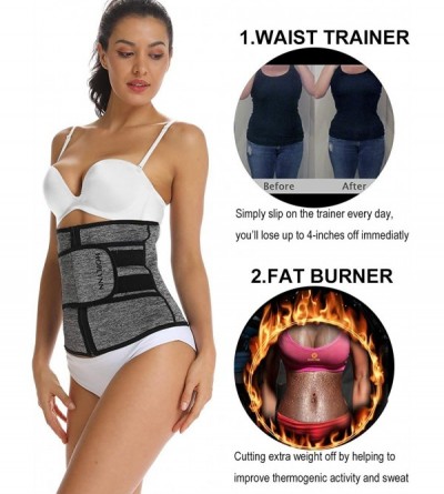 Shapewear Neoprene Sweat Waist Trainer Corset Trimmer Belt for Women Weight Loss- Waist Cincher Shaper Slimmer - Grey - C718T...