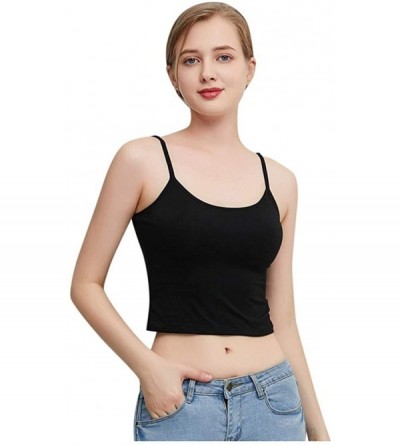 Garters & Garter Belts Womens Solid Color Camisole- Slim Fit Comfortable Spaghetti Strap Mini Tank Tops Vest - Black - CC195Y...